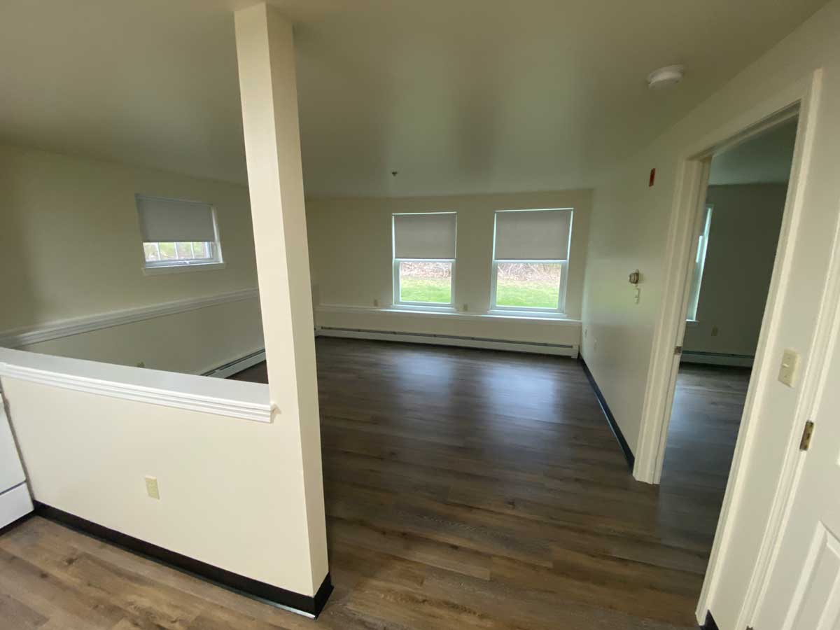 View of the living room from the kitchen